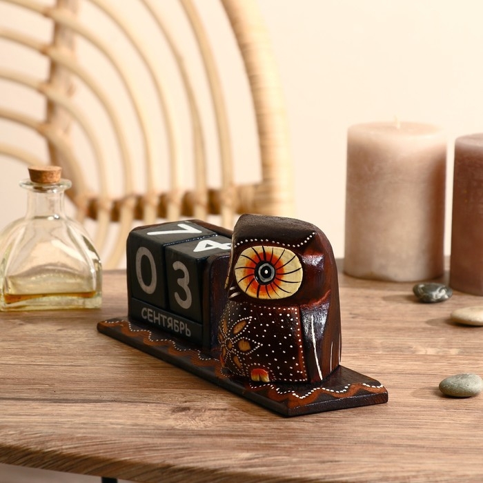 Календарь настольный дерево "Сова красавица"МИКС  22х7х11 см