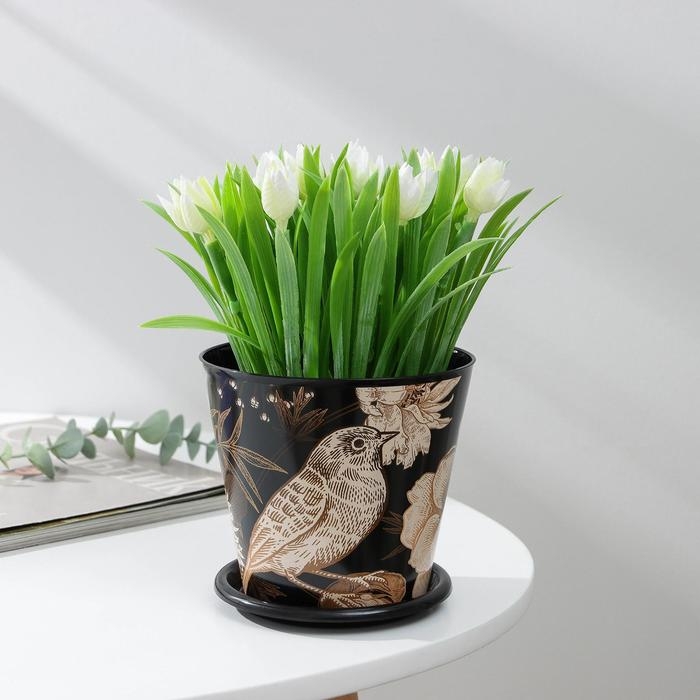 Горшок для цветов Доляна «Голди», 800 мл, цвет чёрный Горшок для цветов Доляна «Голди», 800 мл, цвет чёрный