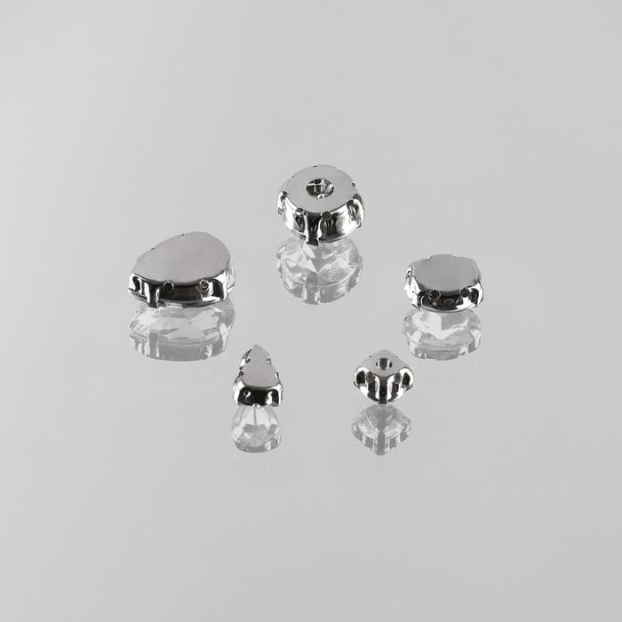 Стразы пришивные &laquo;Ассорти&raquo;, в оправе, набор 50 шт, цвет серебристый