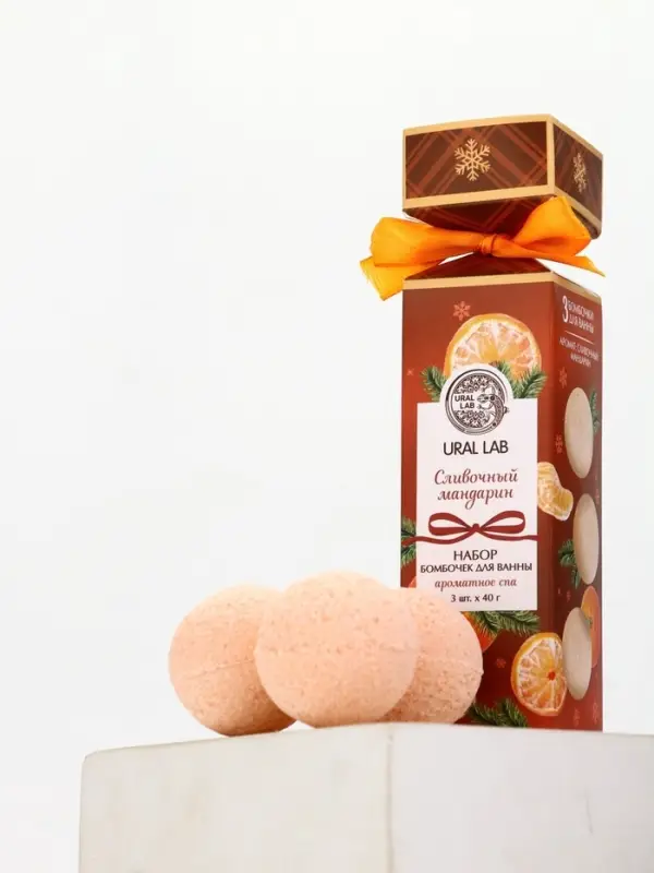 Бомбочки для ванны с ароматом мандарина, 3&times;40 г, URAL LAB
