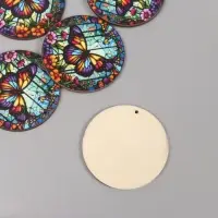 Декор для творчества дерево "Цветочная бабочка. Витраж" 4,6х4,6х0,3 см