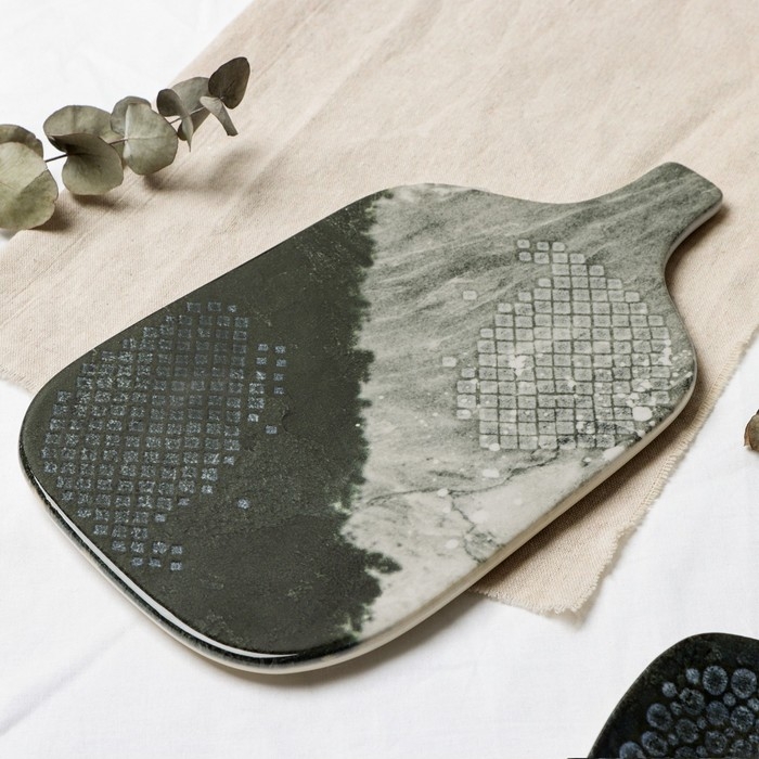 Блюдо керамическое &laquo;Стоун&raquo;, 29.7х17.5 см, цвет серый