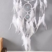 Ловец снов "Оберег с камнем Бирюза" белый 35х66 см Ловец снов "Оберег с камнем Бирюза" белый 35х66 см
