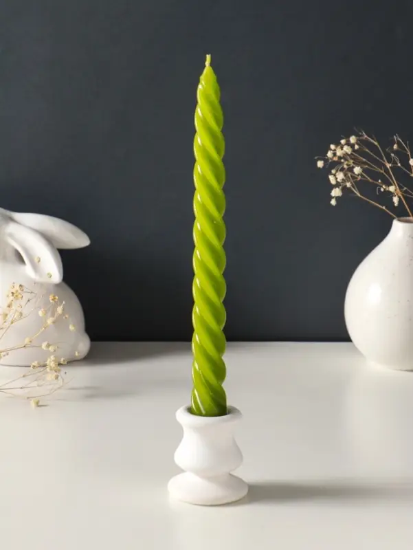 Набор свечей витых, 2,3х 24,5 см, 5 ч, 50 г, 2 штуки, оливковый