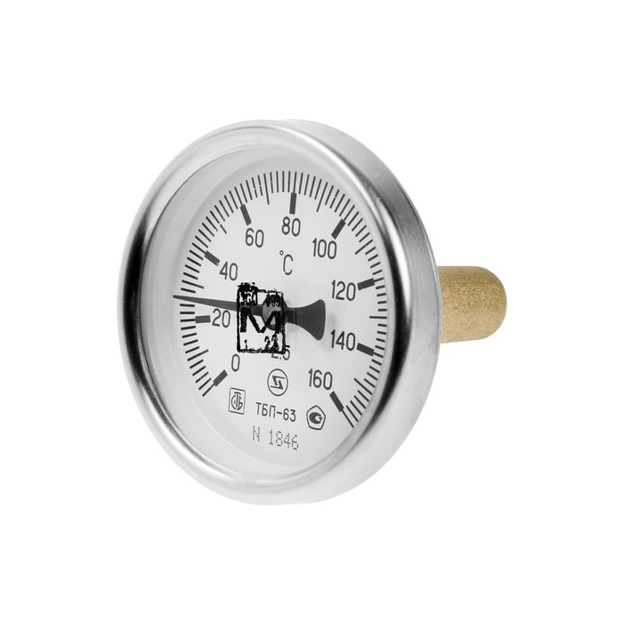 Термометр биметаллический, 160&deg;C, с погружной гильзой 60 мм