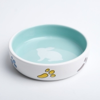 Миска керамическая "Заяц" 200 мл, 12 x 3 cм, белая/зелёная