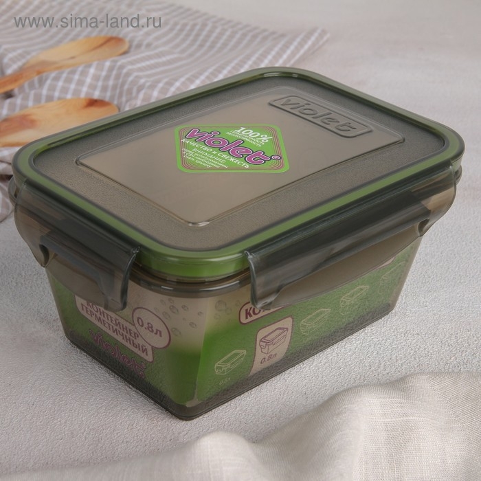 Контейнер герметичный прямоугольный Виолет, 800 мл, цвет дымчатый