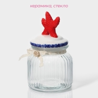 Банка стеклянная для хранения сыпучих продуктов Доляна &laquo;Морская звезда&raquo;, 600 мл, 11&times;19 см, с керамической крышкой