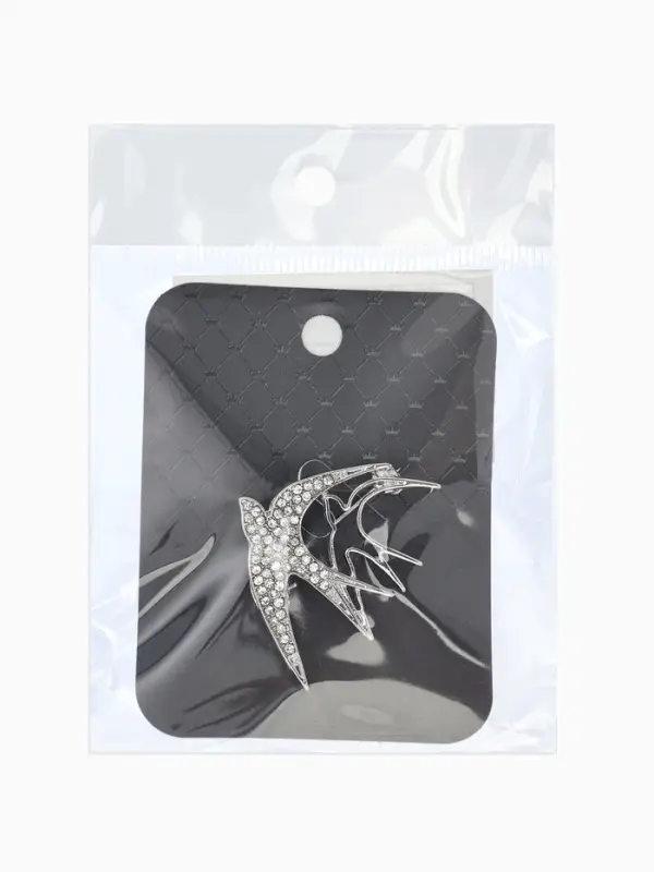 Брошь "Ласточки", цвет белый в серебре