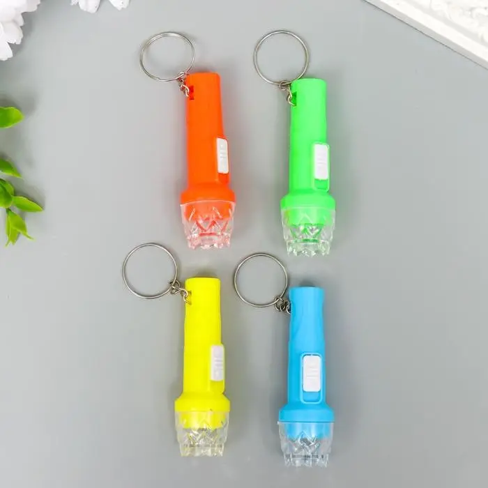 Фонарик брелок для ключей на кольце &laquo;Фигурный край&raquo;, горит, 6.7&times;2&times;2 см, МИКС