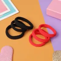 Резинка для волос "Махрушка" (набор 6 шт) 3,5 см, чёрный, красный