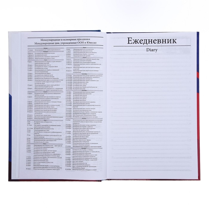 Ежедневник недатированный А5, 128 листов "РОССИЯ", твёрдая обложка, глянцевая ламинация