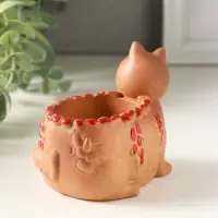 Подставка для мелочей &laquo;Кошка с котенком&raquo; 8&times;9&times;6 см, охра, гипс