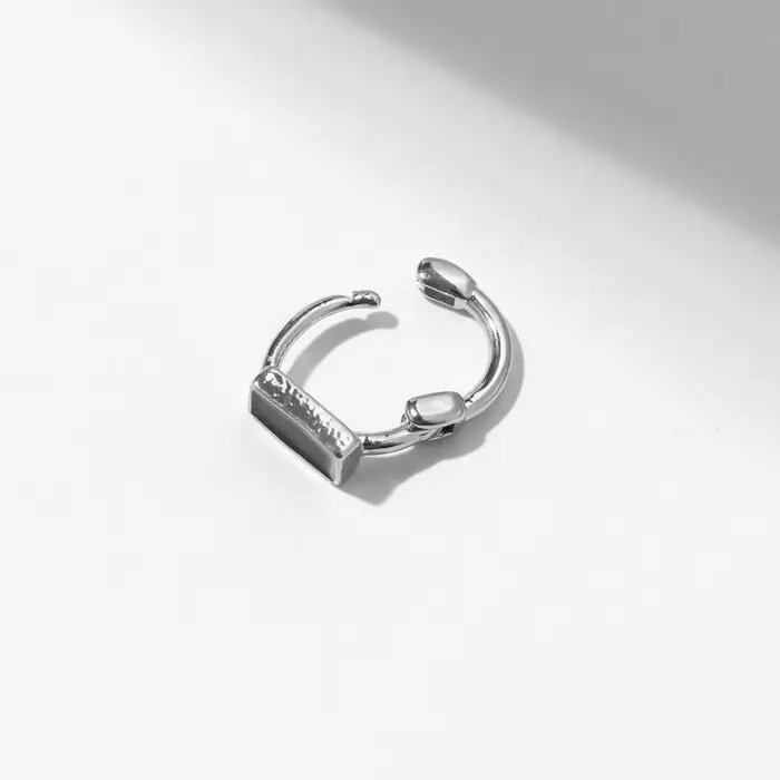 Пирсинг в ухо (хеликс) &laquo;Геометрия&raquo; прямоугольник, d=10 мм, чёрный в серебре