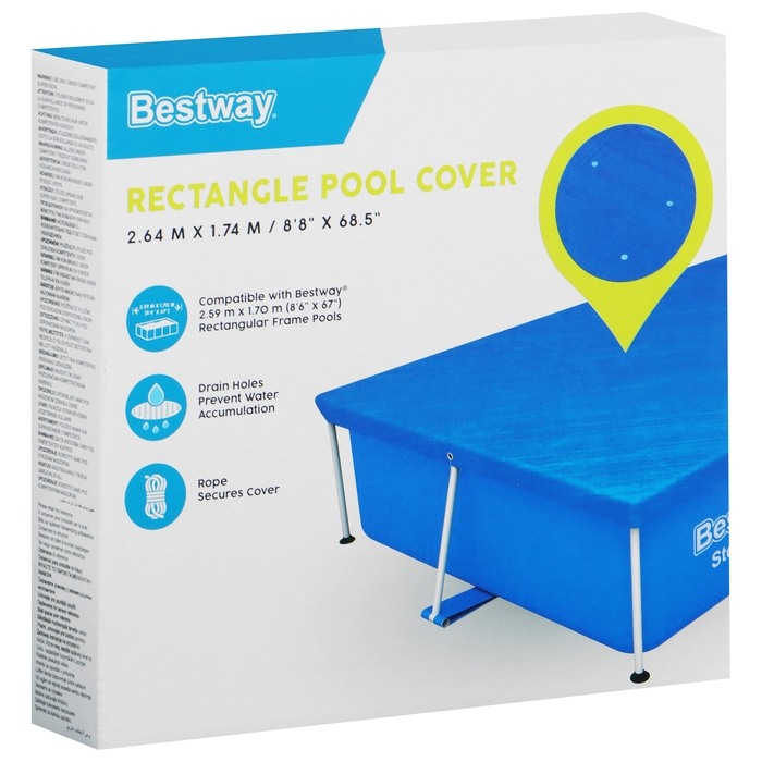 Тент для прямоугольных каркасных бассейнов, 264 х 174 см, 58105 Bestway Тент для прямоугольных каркасных бассейнов, 264 х 174 см, 58105 Bestway