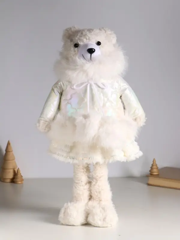 Кукла интерьерная "Медведица в белом пуховике" раздвижная 37-65 см 23х16х37 см