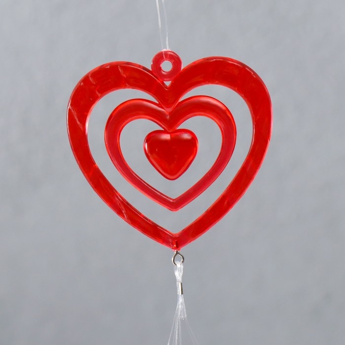 Музыка ветра пластик "Сердце"МИКС 4 трубочки 10*1 см 2 фигурки h=52 см