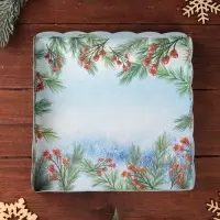 Коробка для печенья, &laquo;Снегири&raquo;, 18&times;18&times;3 см, Новый год