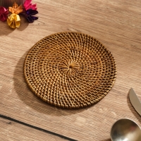 Коврик сервировочный плетеный круглый ротанг,    15х15х0,5 см