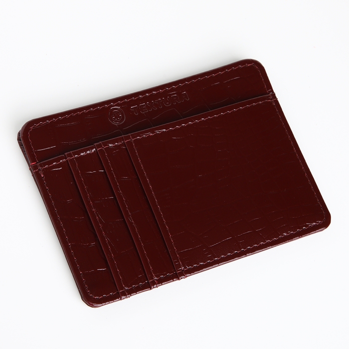 Картхолдер кожаный, TEXTURA, 4 карты, цвет бордовый