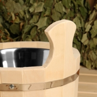 Шайка из липы, 3 л, круглая, нержавеющая вставка, "Добропаровъ" Шайка из липы, 3 л, круглая, нержавеющая вставка, "Добропаровъ"