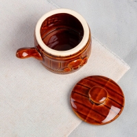 Кокотница с крышкой "Бочка", керамика, 0.2 л