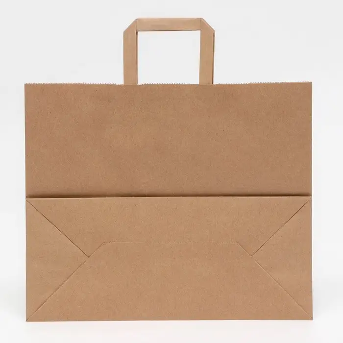 Пакет бумажный крафт 90 г/м&sup2;, плоская ручка, 35 х 15 х 29 см