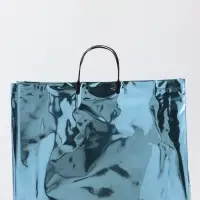 Пакет подарочный ПВХ, голография, голубой, пластиковая ручка, 44&times;33&times;12 см