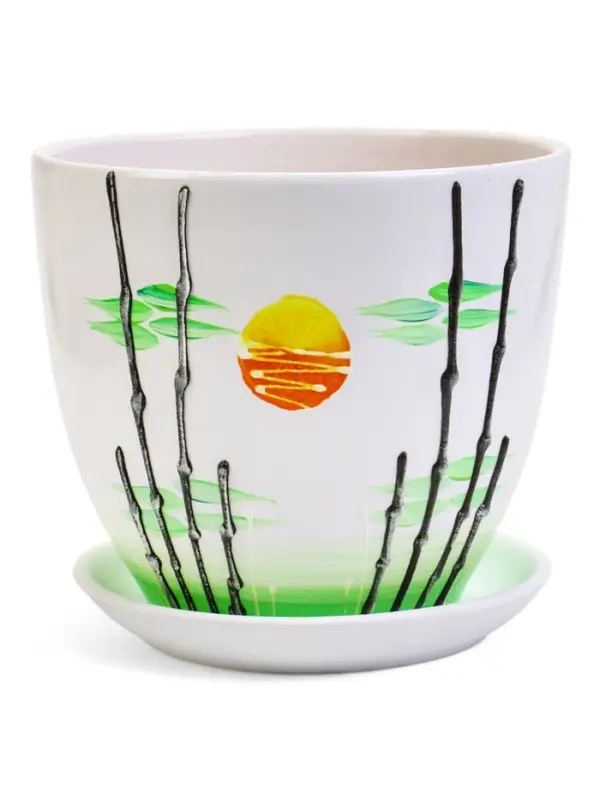 Горшок цветочный поддоном  5 л,  керамика, Азия (М)