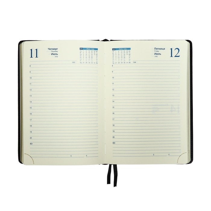 Ежедневник датированный 2025 года, A5, 168 листов в линейку, кожзам "Небраска", золотой срез, черный