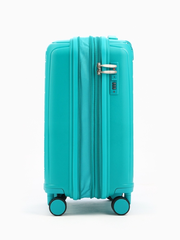 Чемодан 20", PP, 38*22*56, отд на молнии, код замок, 4 колеса, зеленый