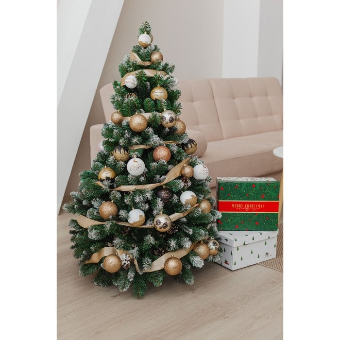 Шары ёлочные новогодние &laquo;С Новым годом!&raquo;, на Новый год, пластик, d=6, 6 шт., цвет белое золото