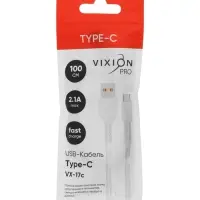 Кабель VIXION PRO VX-17c, USB  - Type-C, 2.1 А, 1 м, белый