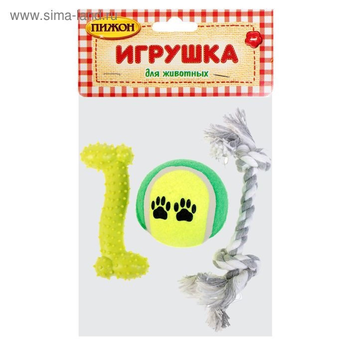 Набор игрушек для собак, 3 шт, микс цветов Набор игрушек для собак, 3 шт, микс цветов