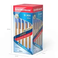 Ручка шариковая ErichKrause R-301 Amber Stick, узел 1.0 мм, чернила синие, длина линии письма 1000 метров
