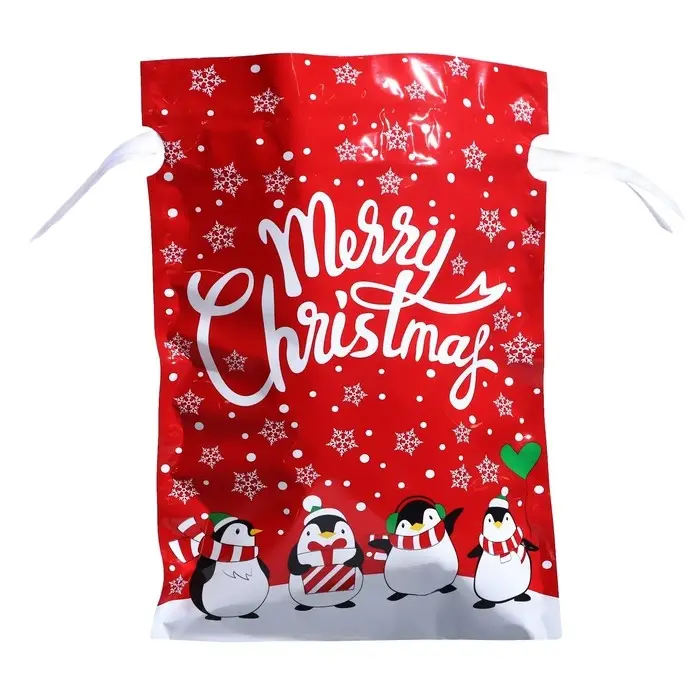Пакет подарочный с завязками, &laquo;Пингвины&raquo;, 24&times;32 см