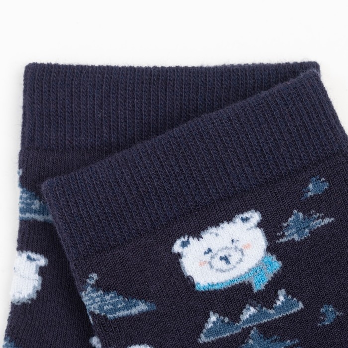 Носки женские новогодние махровые &laquo;Мишки&raquo;, цвет тёмно-синий, размер 23-25