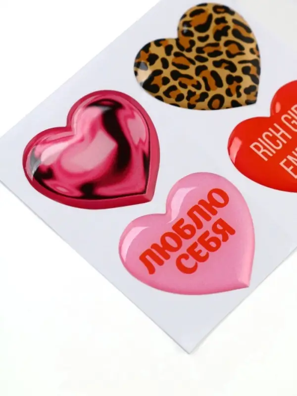 Объёмные 3D стикеры на телефон &laquo;Сердца&raquo;, 4 шт., 3&times;3 см