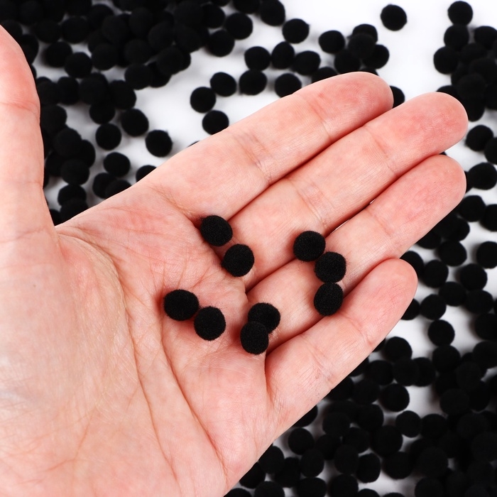 Набор текстильных деталей для декора. Помпоны для творчества &laquo;Чёрные&raquo;, 55 гр