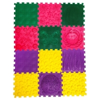 Модульный массажный коврик ОРТО ПАЗЛ &laquo;Ассорти&raquo;, 12 модулей, цвет МИКС