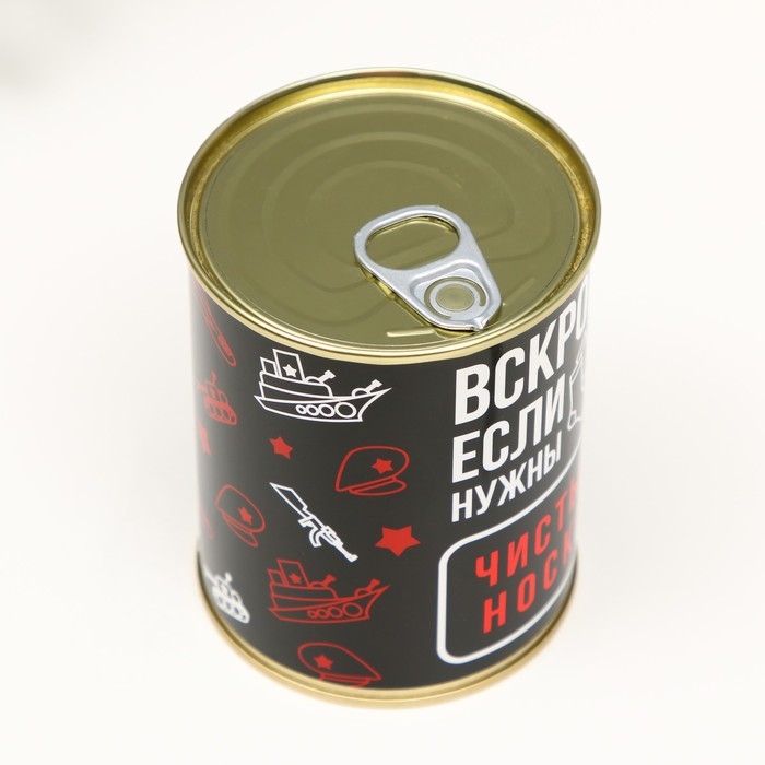 Носки в банке Носки в банке "Вскрой, если нужны чистые носки" (внутри носки мужские, цвет чёрный)