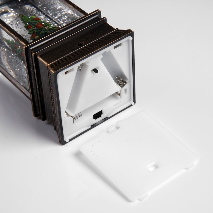 Светодиодная фигура &laquo;Фонарь с ёлкой&raquo; 7.8 &times; 19.5 &times; 7.8 см, пластик, батарейки ААх3 (не в комплекте), USB, свечение тёплое белое