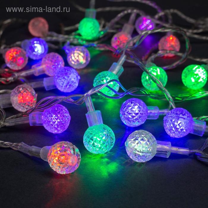 Гирлянда &laquo;Нить&raquo; 5 м с насадками &laquo;Мини фонарик&raquo;, IP20, прозрачная нить, 20 LED, свечение мульти (RG/RB), мигание, 220 В