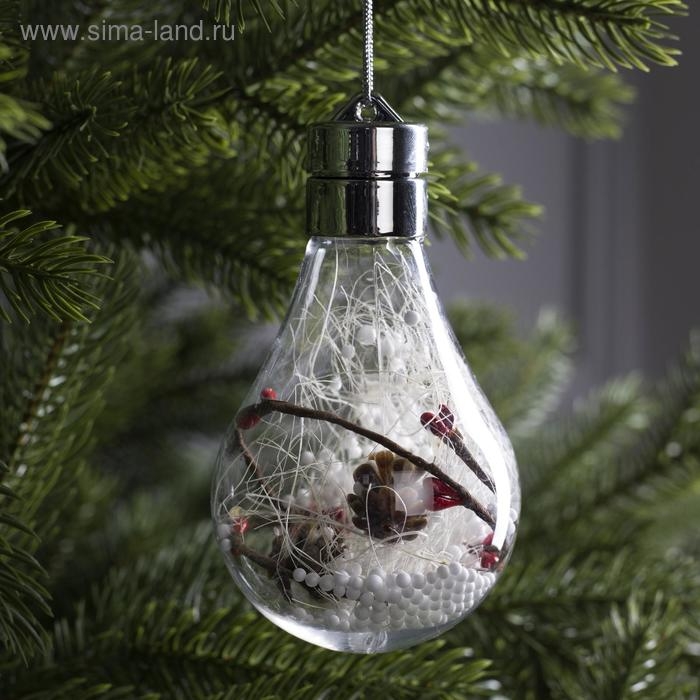 Ёлочный шар «Шишки», батарейки, 5 LED, свечение белое Ёлочный шар «Шишки», батарейки, 5 LED, свечение белое