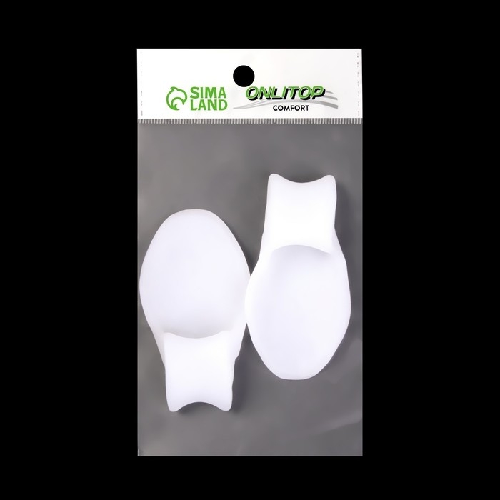 Корректоры - разделители для пальцев ног, с накладкой на косточку большого пальца, 1 разделитель, силиконовые, 8,5 &times; 4,5 см, пара, цвет белый