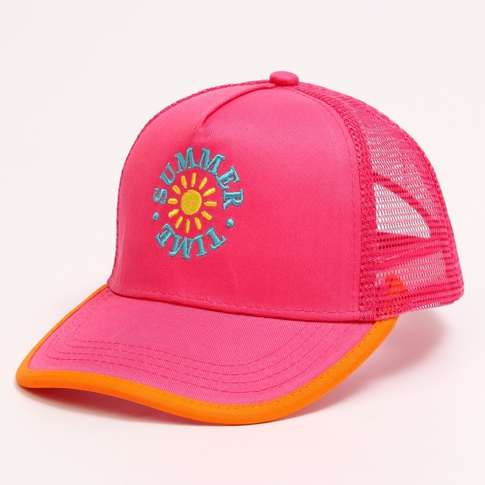 Кепка детская для девочки с сеткой Summer time, цвет розовый, р-р 52-54, 5-7 лет