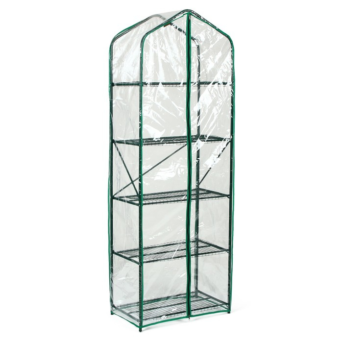 Парник-стеллаж, 5 полок, 190 × 65 × 40 см, металлический каркас d = 16 мм, чехол плёнка 100 мкм Парник-стеллаж, 5 полок, 190 × 65 × 40 см, металлический каркас d = 16 мм, чехол плёнка 100 мкм