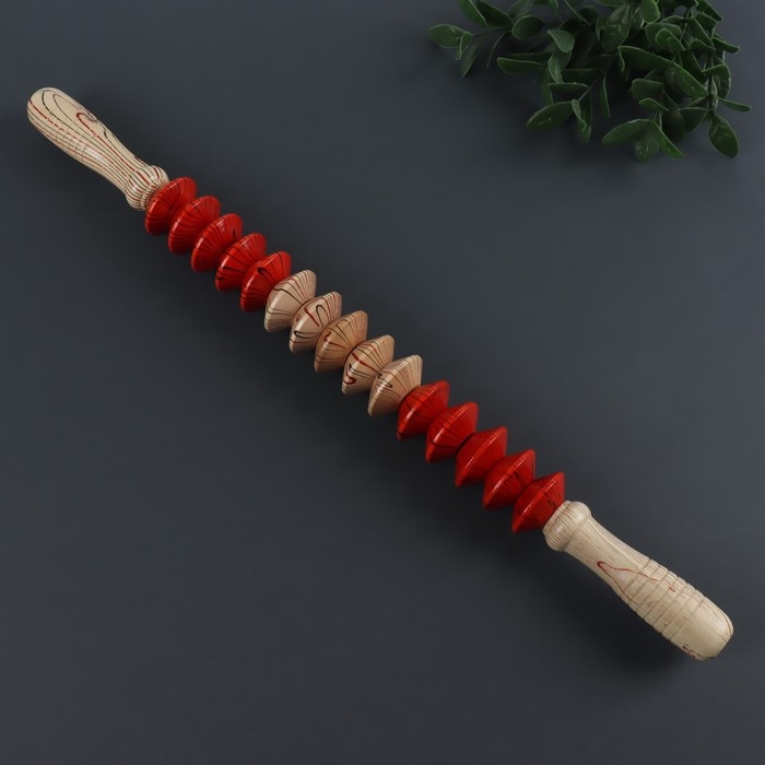 Массажёр &laquo;Скалка&raquo;, универсальный, 47 &times; 4 см, деревянный