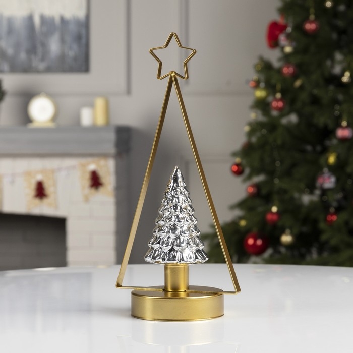 Светодиодная фигура «Ёлка золотистая» 14 × 32 × 14 см, металл, батарейки ААх3 (не в комплекте), свечение тёплое белое Светодиодная фигура «Ёлка золотистая» 14 × 32 × 14 см, металл, батарейки ААх3 (не в комплекте), свечение тёплое белое