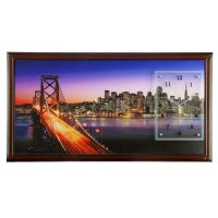 Часы-картина настенные, интерьерные "Огни большого города и архитектура", 50 х 100 см, на холсте, бе